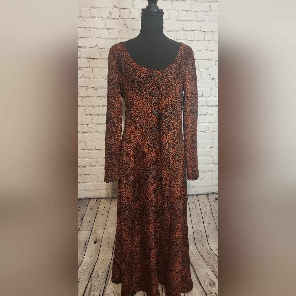 Betsy Johnson Long Sleeve Midi Dress Red Large